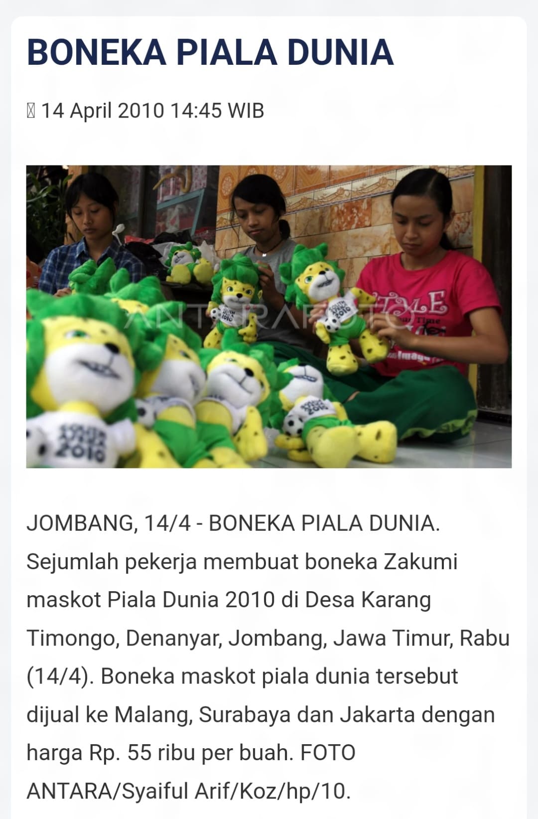 Pengrajin Boneka Zakumi